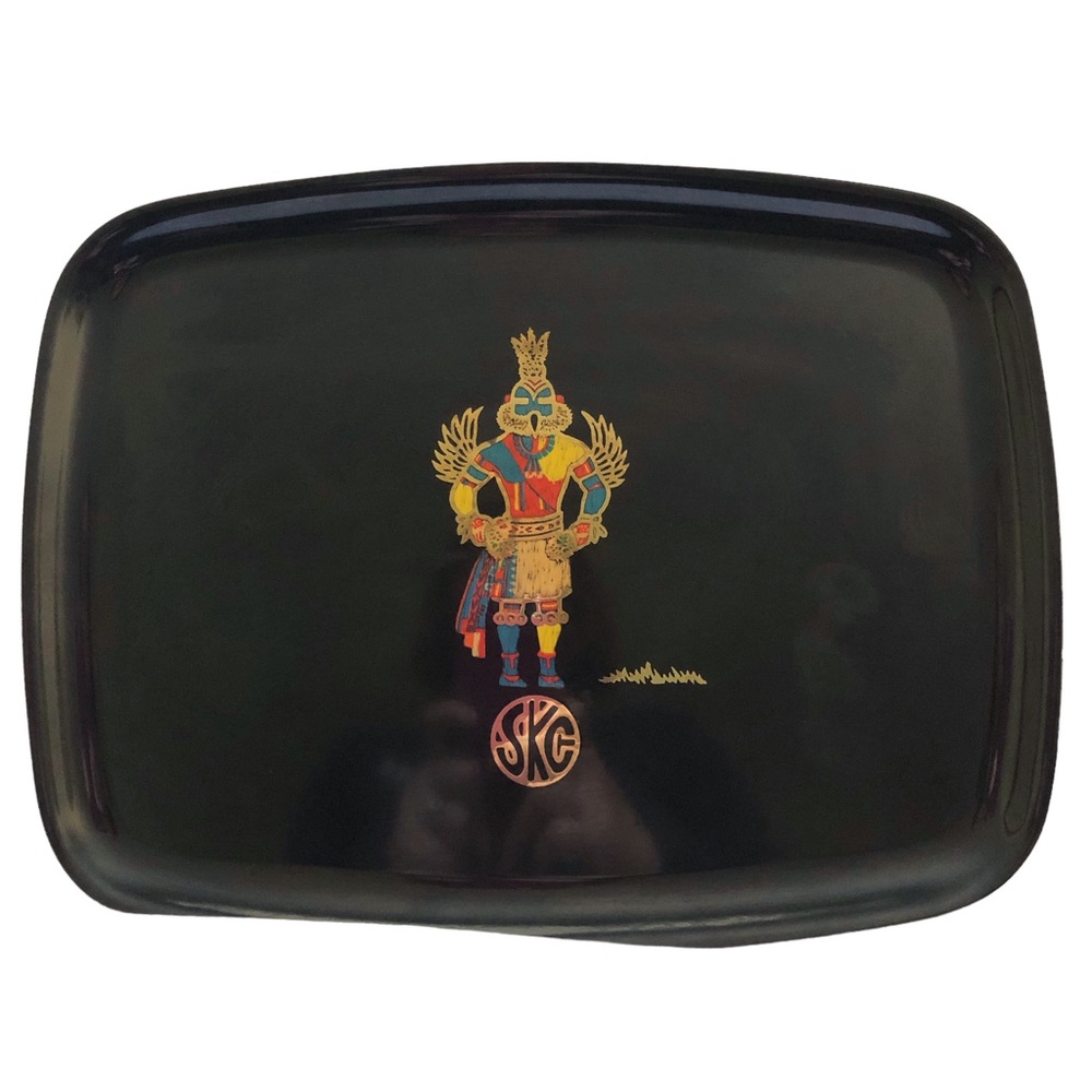 Vintage Couroc of Monterey MCM Hummingbird Kachina Inlay SKC Medium Tray
